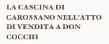 La Cascina di carossano nell’atto di vendita a don cocchi